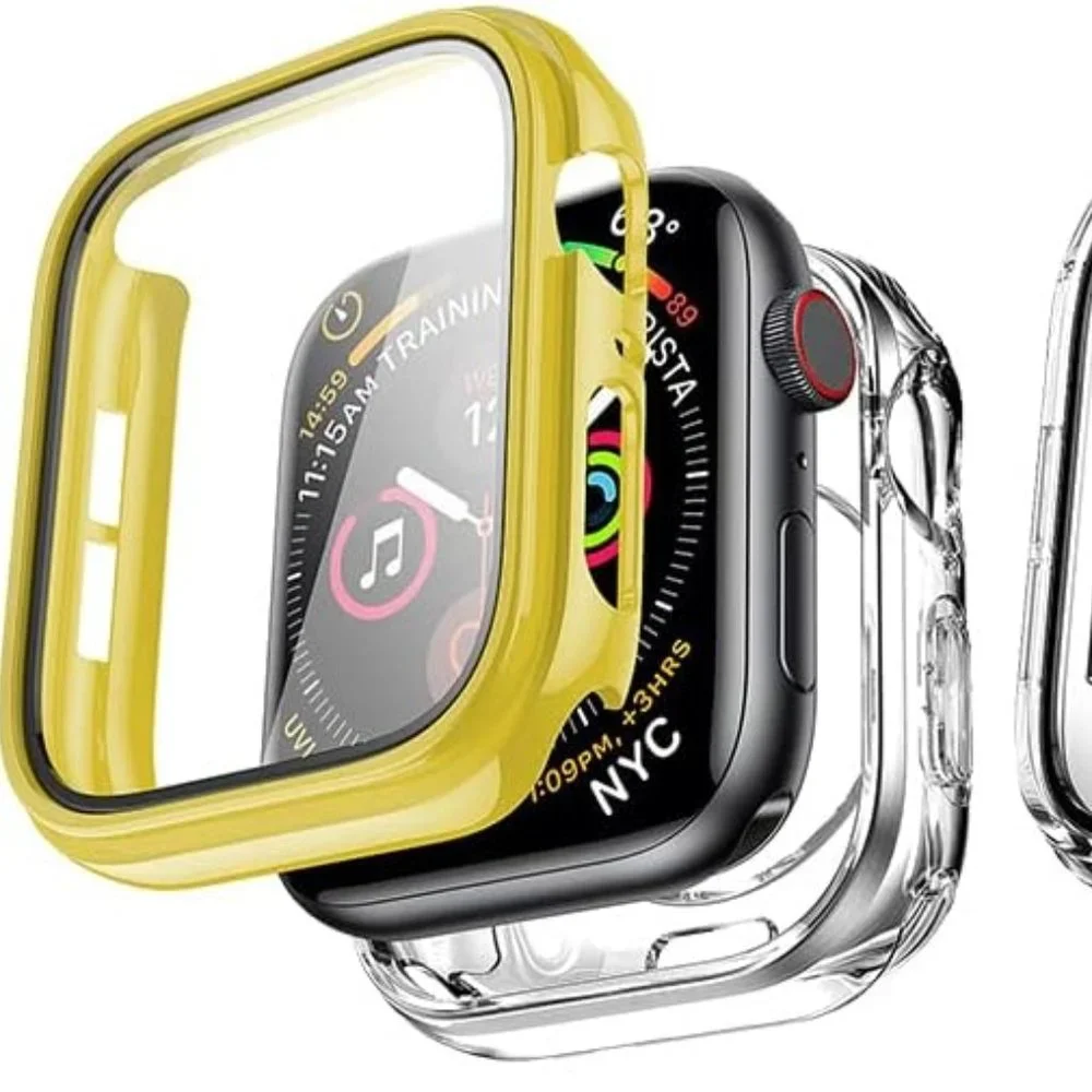 Apple Watch Case, Series 5, 7, SE, 6, 4 two pack Yellow & Clear